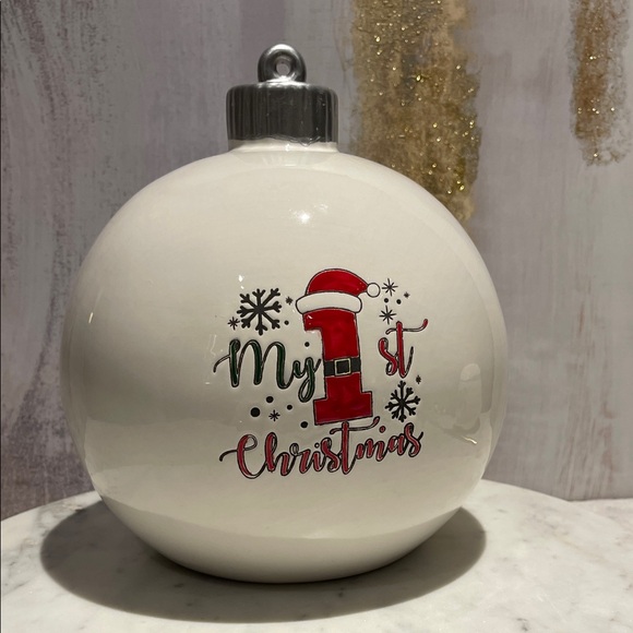 UNK Other - White and Red 'My 1st Christmas' Ornament - 9 1/2” tall x 27” diameter 🎁❤️🎅🤶🎄